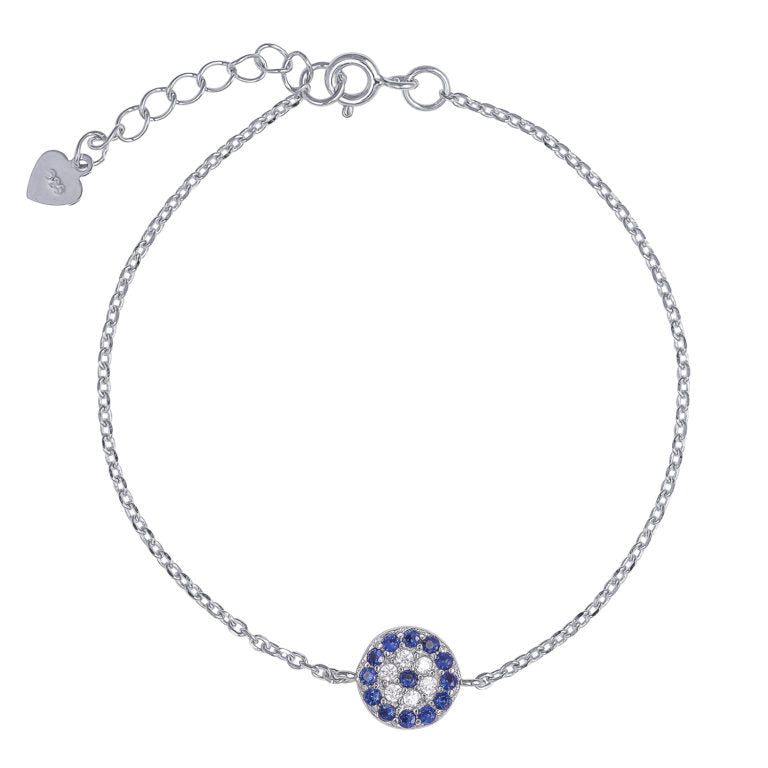 Sterling silver CZ Evil eye bracelet