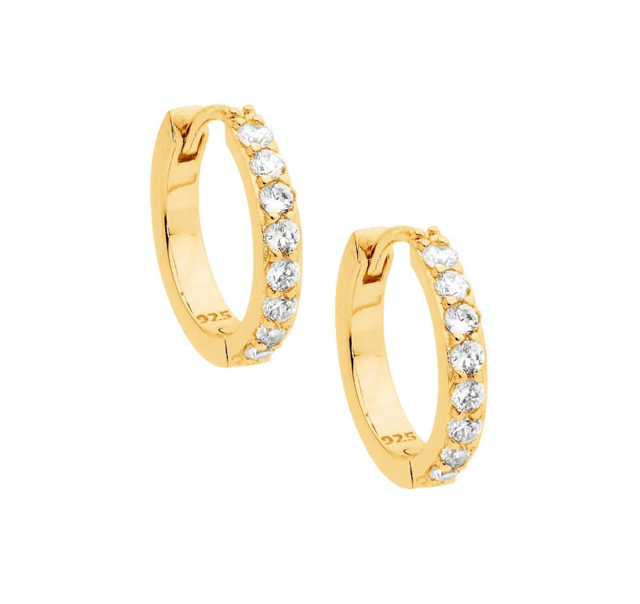 Ellani Silver Gold Plated Hoop Earrings / E512G