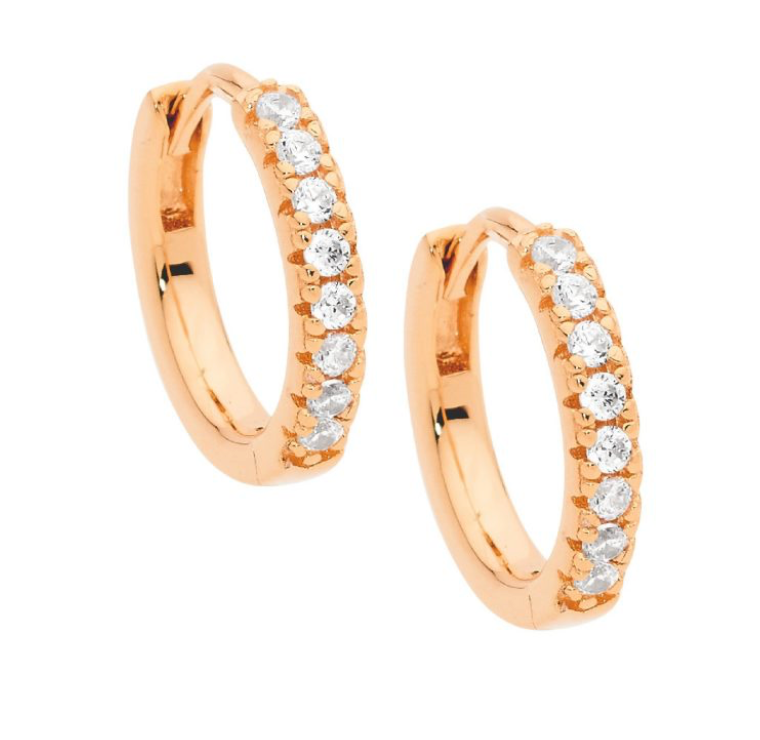 Ellani Rose Gold-Plated Sterling Silver Hoop Earrings / E549R