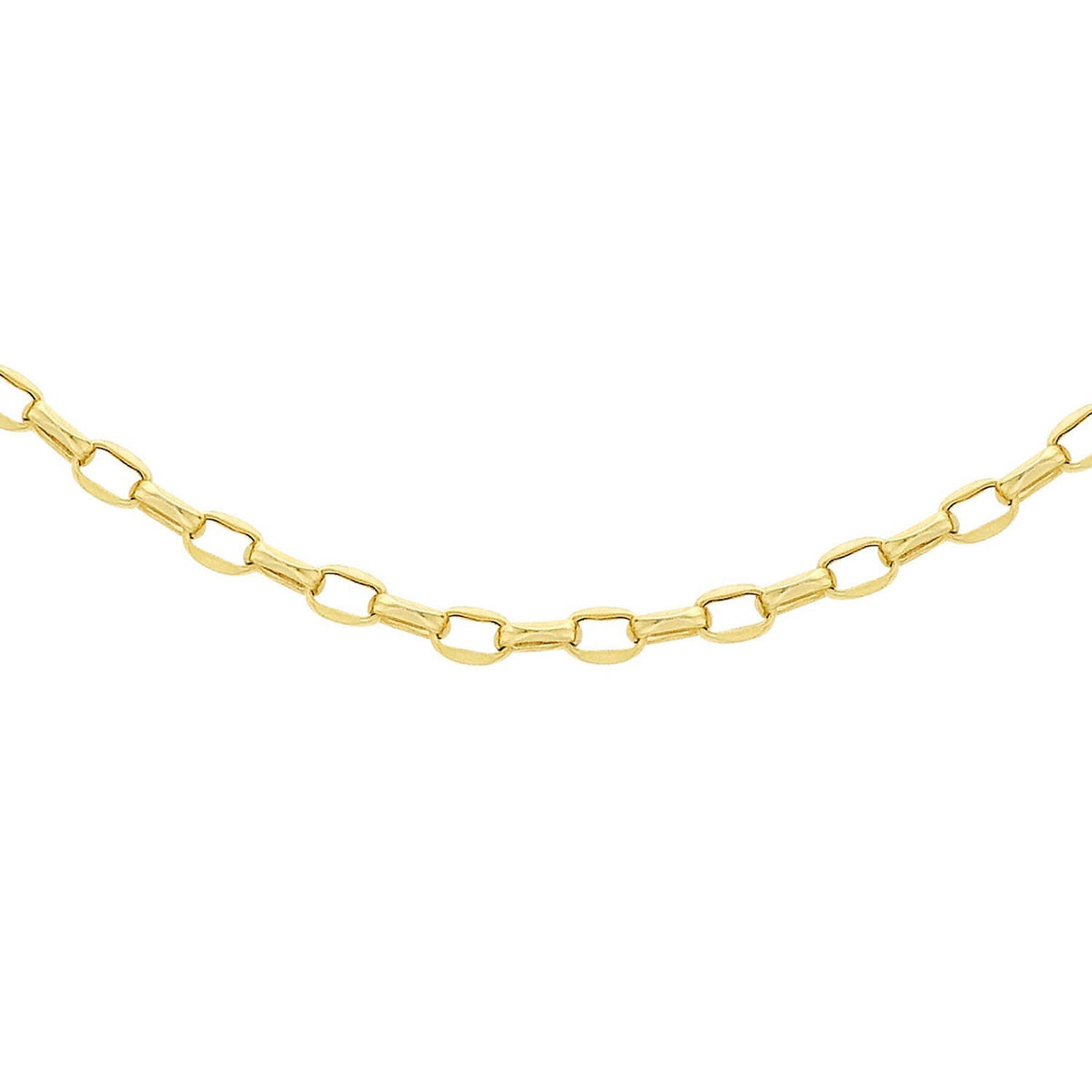 9K Yellow Gold Oval Belcher Necklace 50cm