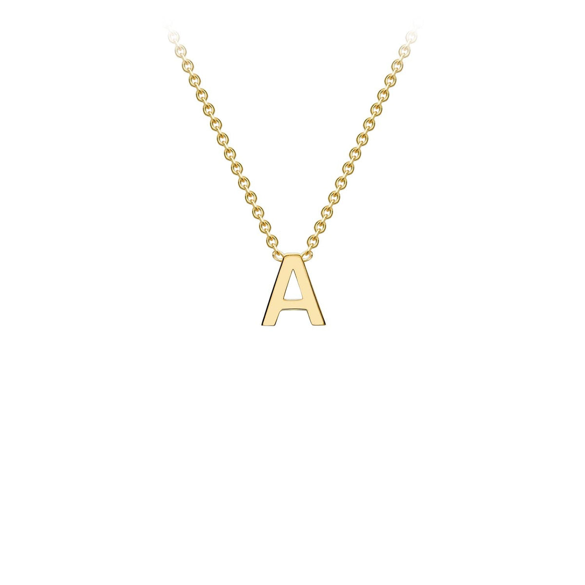 9K Yellow Gold 'A' Initial Adjustable Letter Necklace 38/43cm
