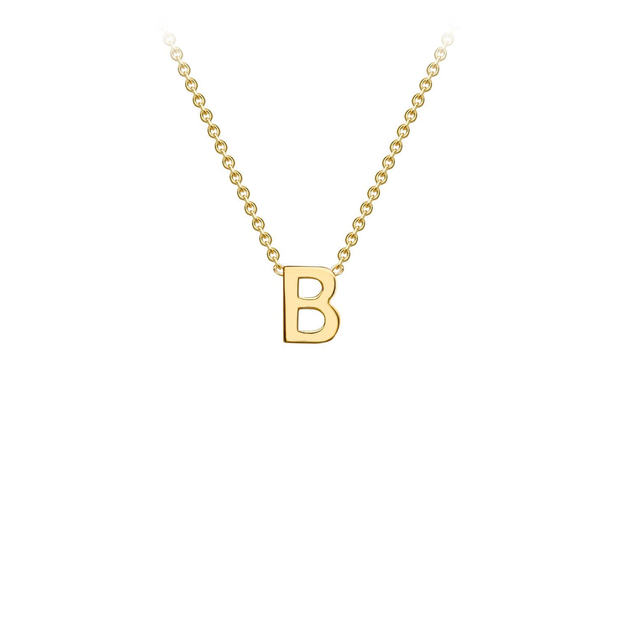9K Yellow Gold 'B' Initial Adjustable Letter Necklace 38/43cm