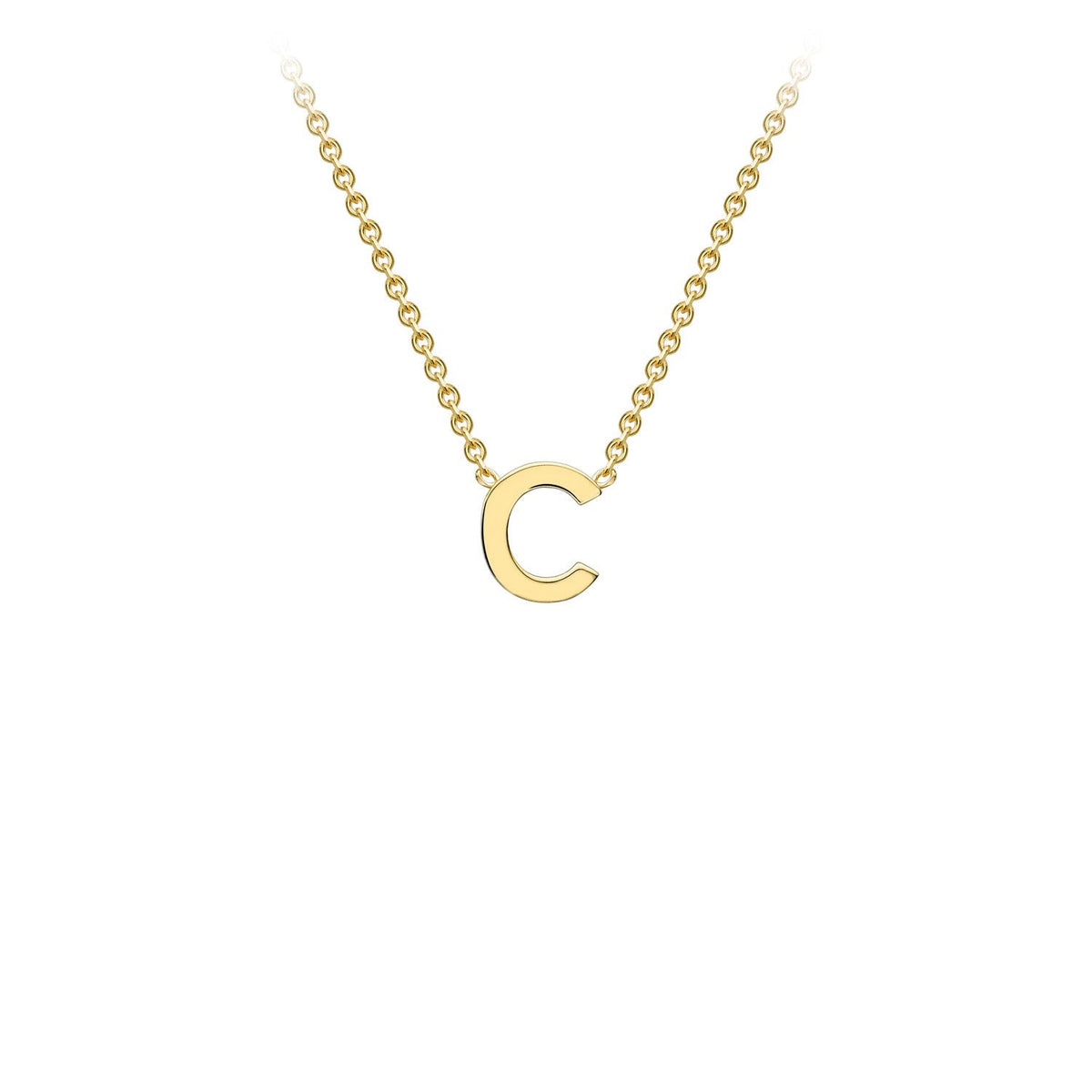 9K Yellow Gold 'C' Initial Adjustable Letter Necklace 38/43cm
