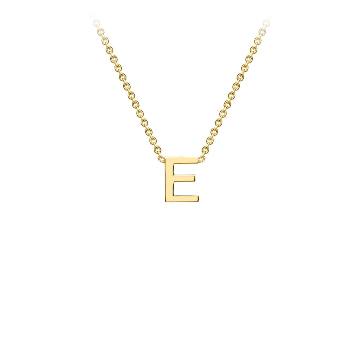9K Yellow Gold 'E' Initial Adjustable Letter Necklace 38/43cm