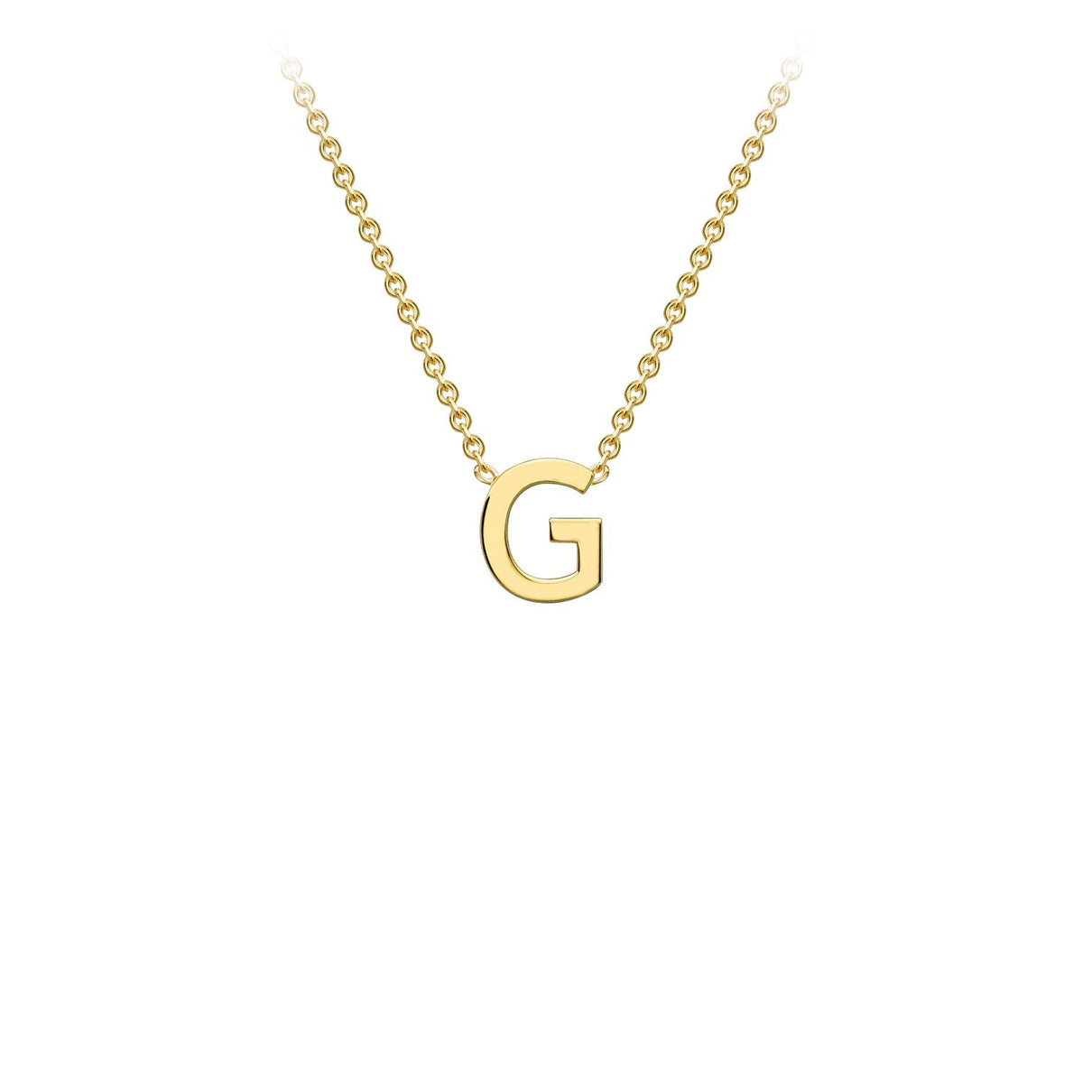 9K Yellow Gold 'G' Initial Adjustable Letter Necklace 38/43cm