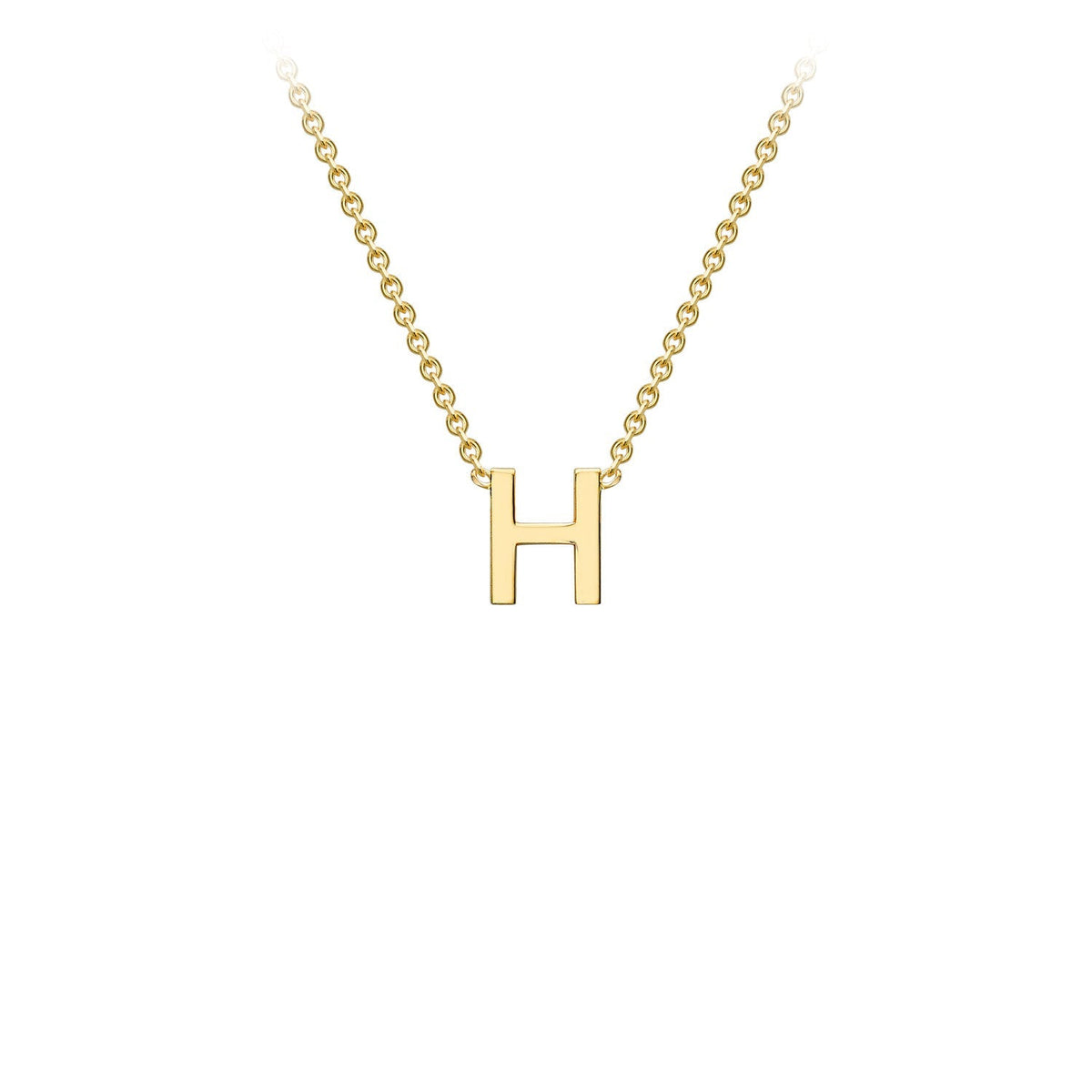 9K Yellow Gold 'H' Initial Adjustable Letter Necklace 38/43cm