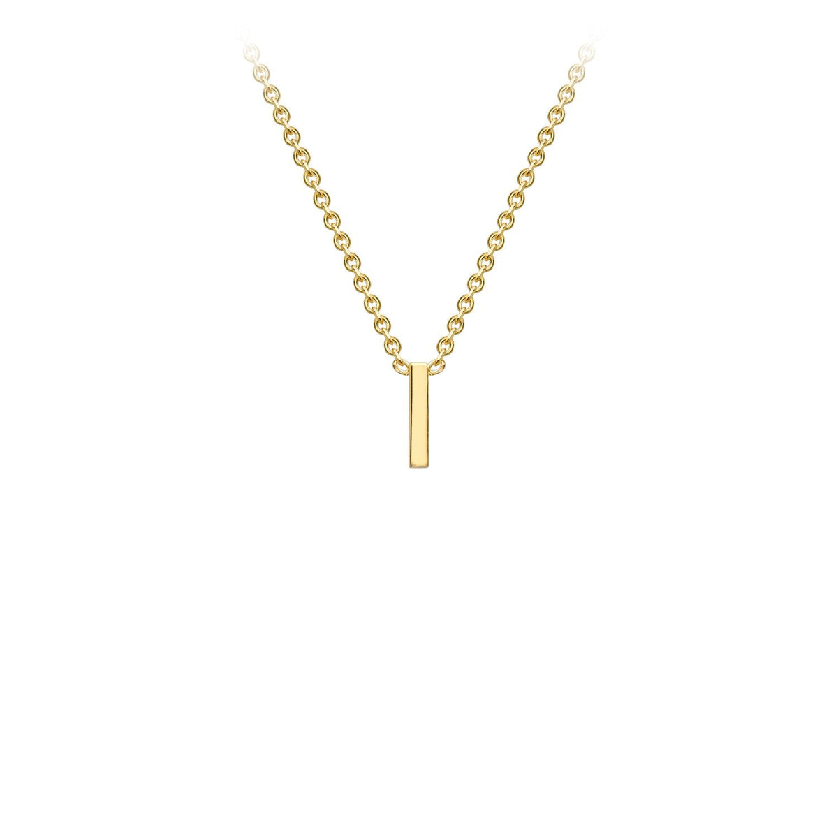 9K Yellow Gold 'I' Initial Adjustable Letter Necklace 38/43cm