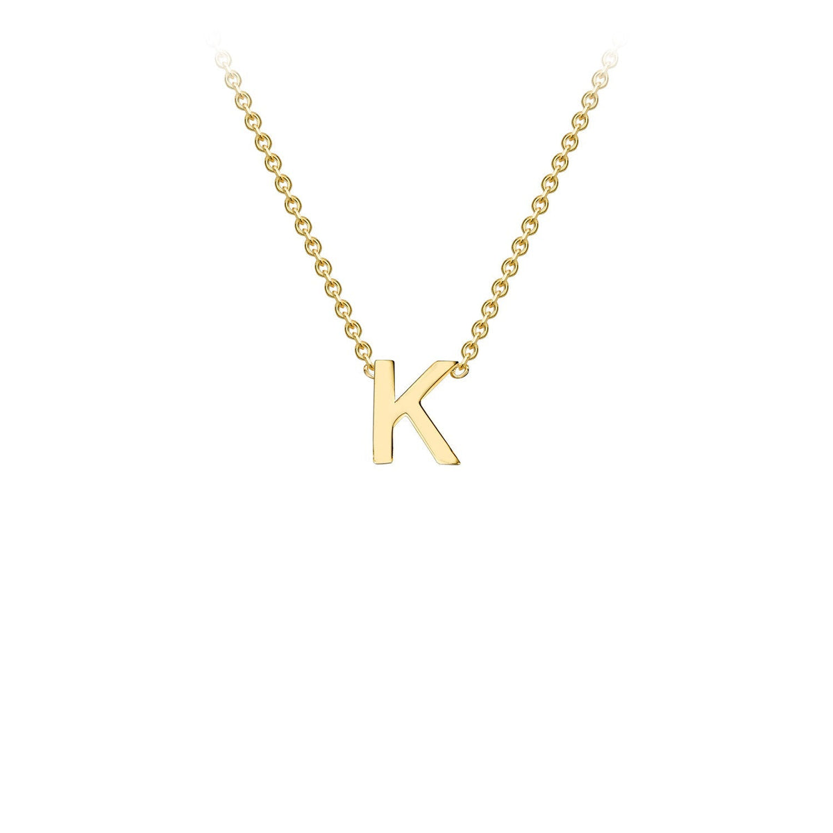 9K Yellow Gold 'K' Initial Adjustable Letter Necklace 38/43cm