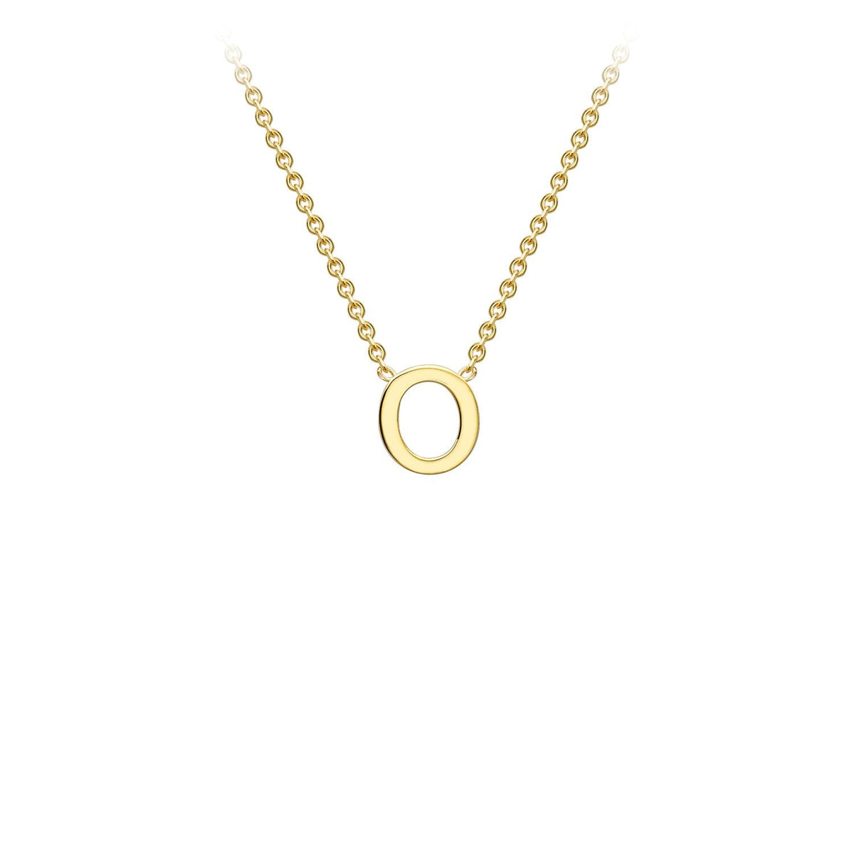 9K Yellow Gold 'O' Initial Adjustable Letter Necklace 38/43cm