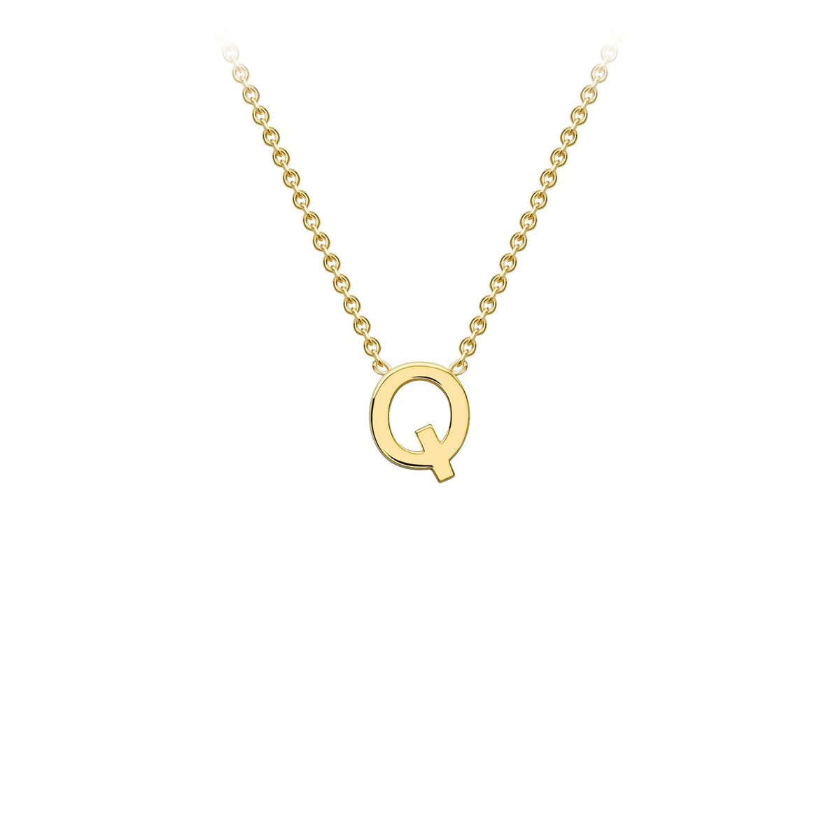 9K Yellow Gold 'Q' Initial Adjustable Letter Necklace 38/43cm