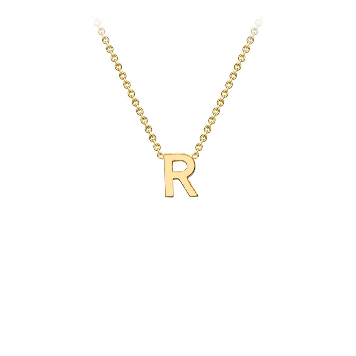 9K Yellow Gold 'R' Initial Adjustable Letter Necklace 38/43cm