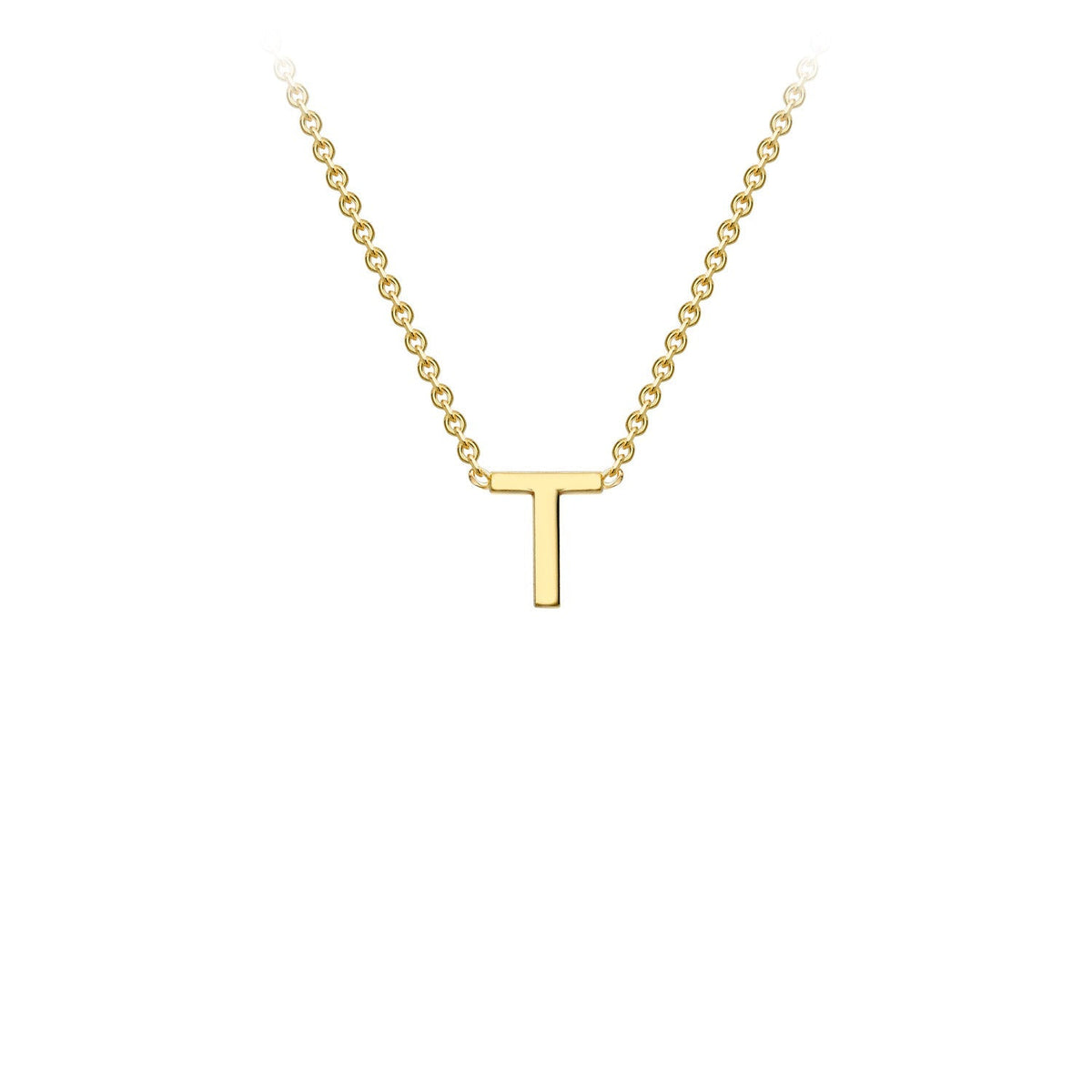 9K Yellow Gold 'T' Initial Adjustable Letter Necklace 38/43cm