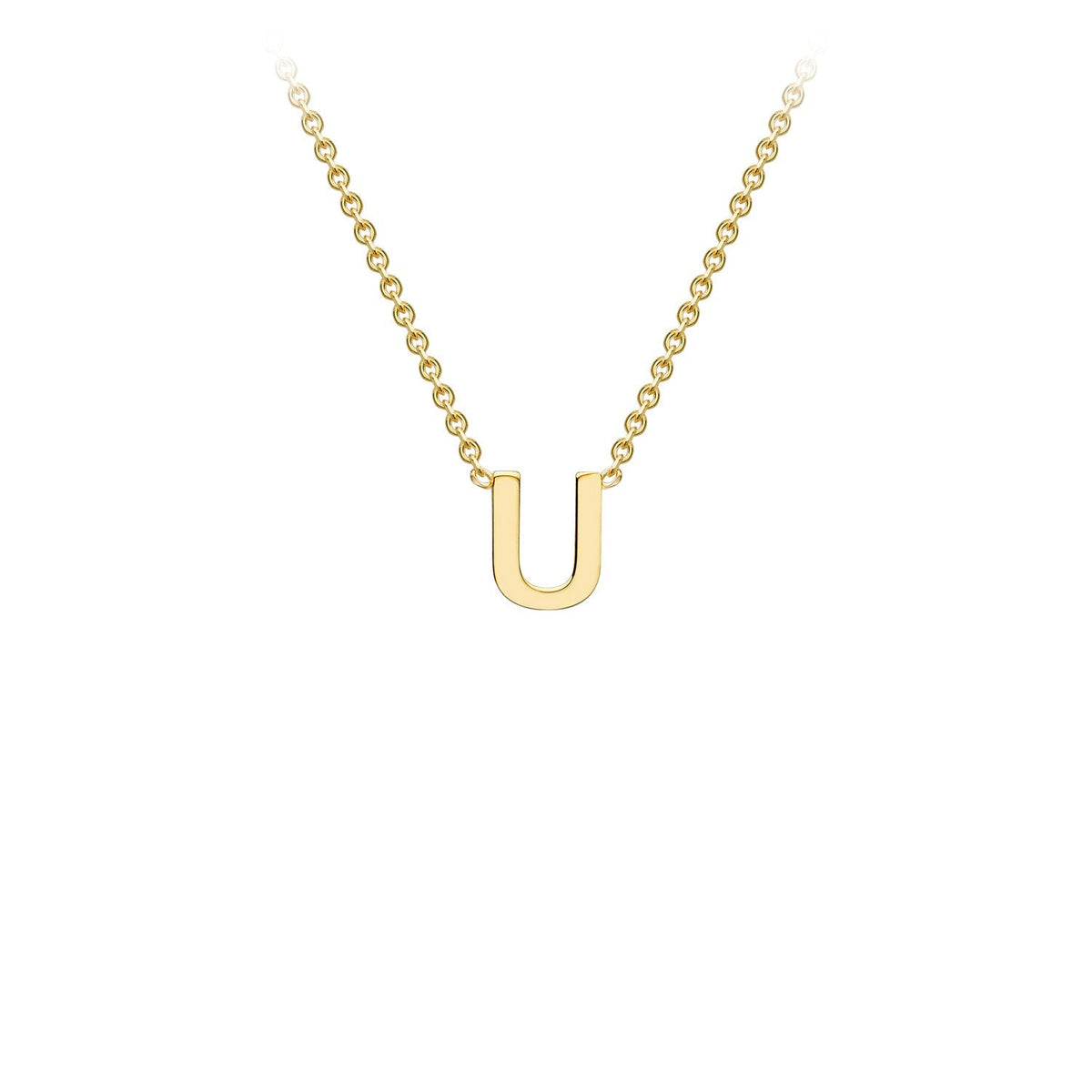 9K Yellow Gold 'U' Initial Adjustable Letter Necklace 38/43cm