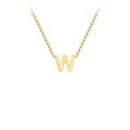 9K Yellow Gold 'W' Initial Adjustable Letter Necklace 38/43cm