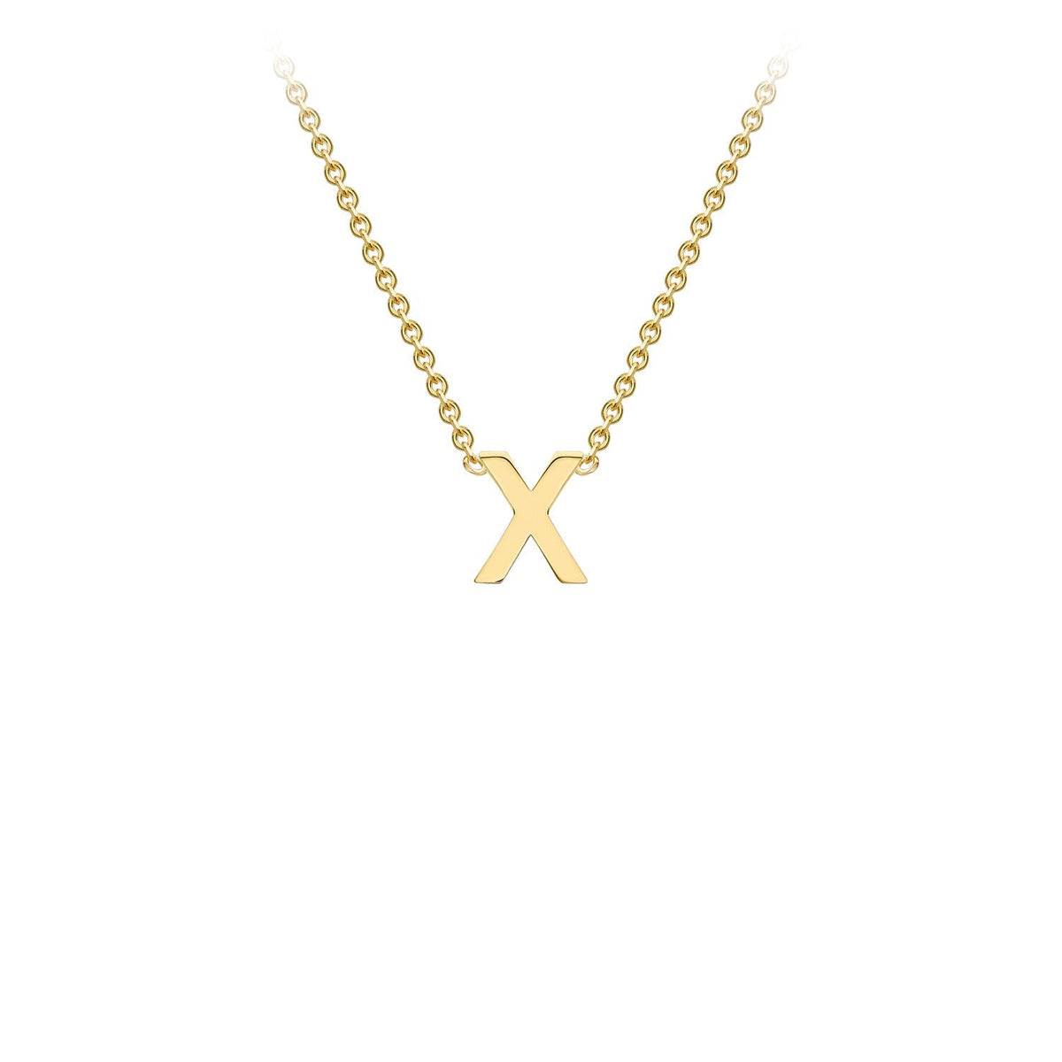 9K Yellow Gold 'X' Initial Adjustable Letter Necklace 38/43cm
