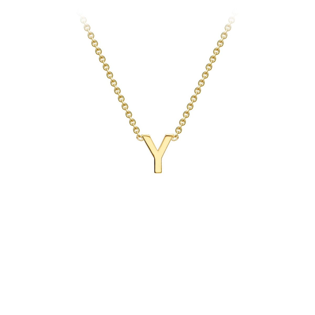 9K Yellow Gold 'Y' Initial Adjustable Letter Necklace 38/43cm
