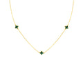 9K Yellow Gold 3 Malachite Petal Necklace 40-42.5 cm
