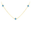 9K Yellow Gold Turquoise Petal Necklace 41+2.5cm