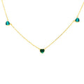 9K Yellow Gold Malachite Heart Necklace 41+2.5cm