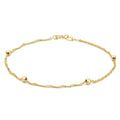 9K Yellow Gold 3mm Balls and Twist Curb Chain Bracelet 19cm