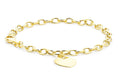 9K Yellow Gold Oval Belcher & Heart Tag Bracelet 18 cm