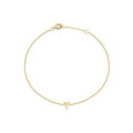 9K Yellow Gold Mini Initial 'T' Bracelet 15.5-19cm