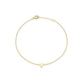 9K Yellow Gold Mini Initial 'V' Bracelet 15.5-19cm