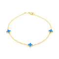 9K Yellow Gold Turquoise Petal Bracelet 19cm