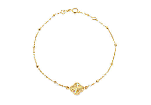 9K Yellow Gold Rainbow Petal Bracelet 17.8-19cm