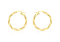 9K Yellow Gold Flat Twist Hoops 20 mm