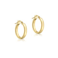 9K Yellow Gold 3mm Rectangular-Tube 15mm Hoop Creole Earrings