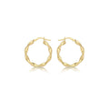 9K Yellow Gold 22.5mm Twist Hoop Creole Earrings