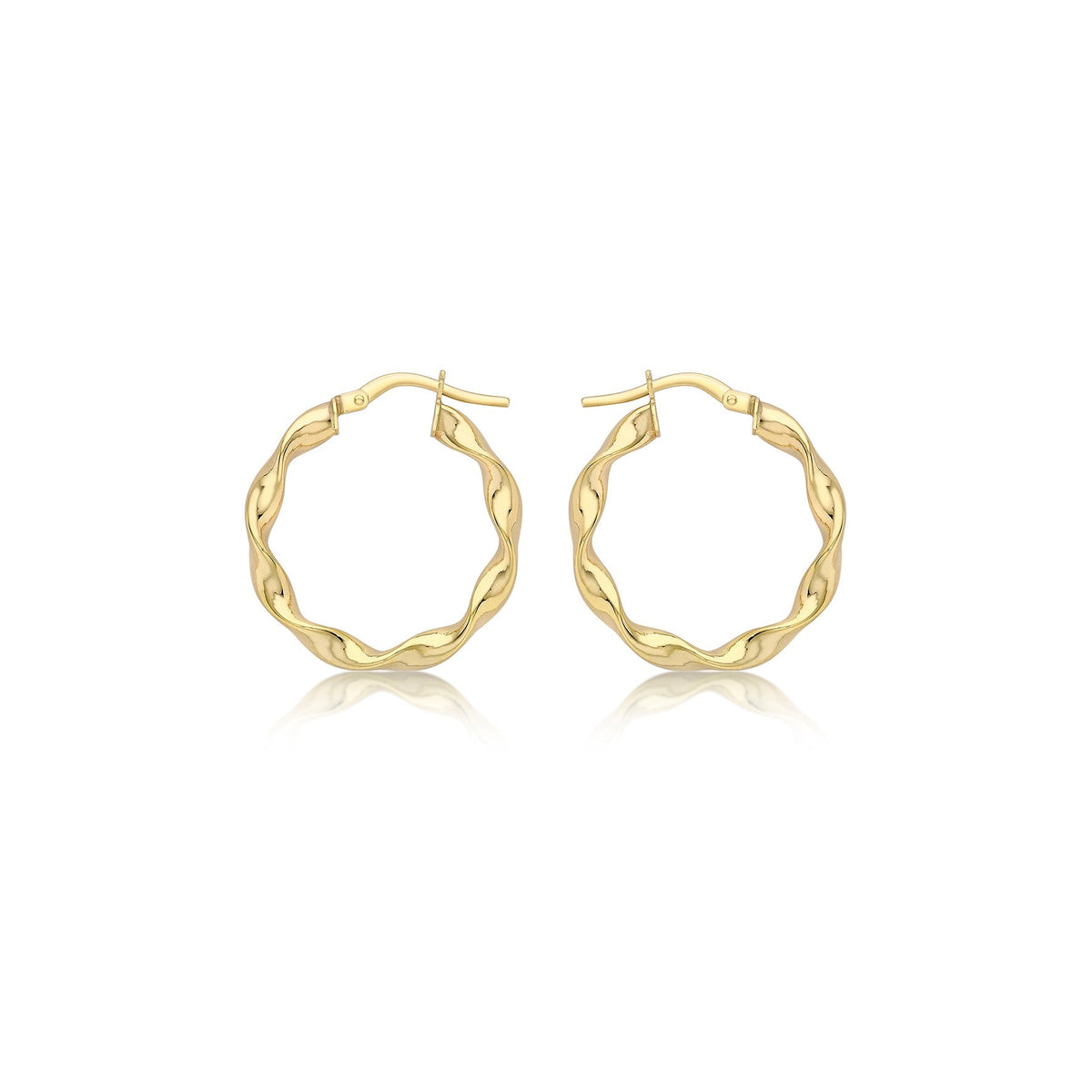 9K Yellow Gold 22.5mm Twist Hoop Creole Earrings