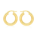 9K Yellow Gold Chunky Tube Creole Earrings 15mm