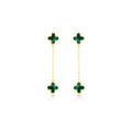 9K Yellow Gold Malachite Petal Drop Earrings