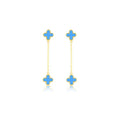 9K Yellow Gold Turquoise Petal Drop Earrings