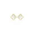 9K Yellow Gold Mother of Pearl Petal Stud Earrings