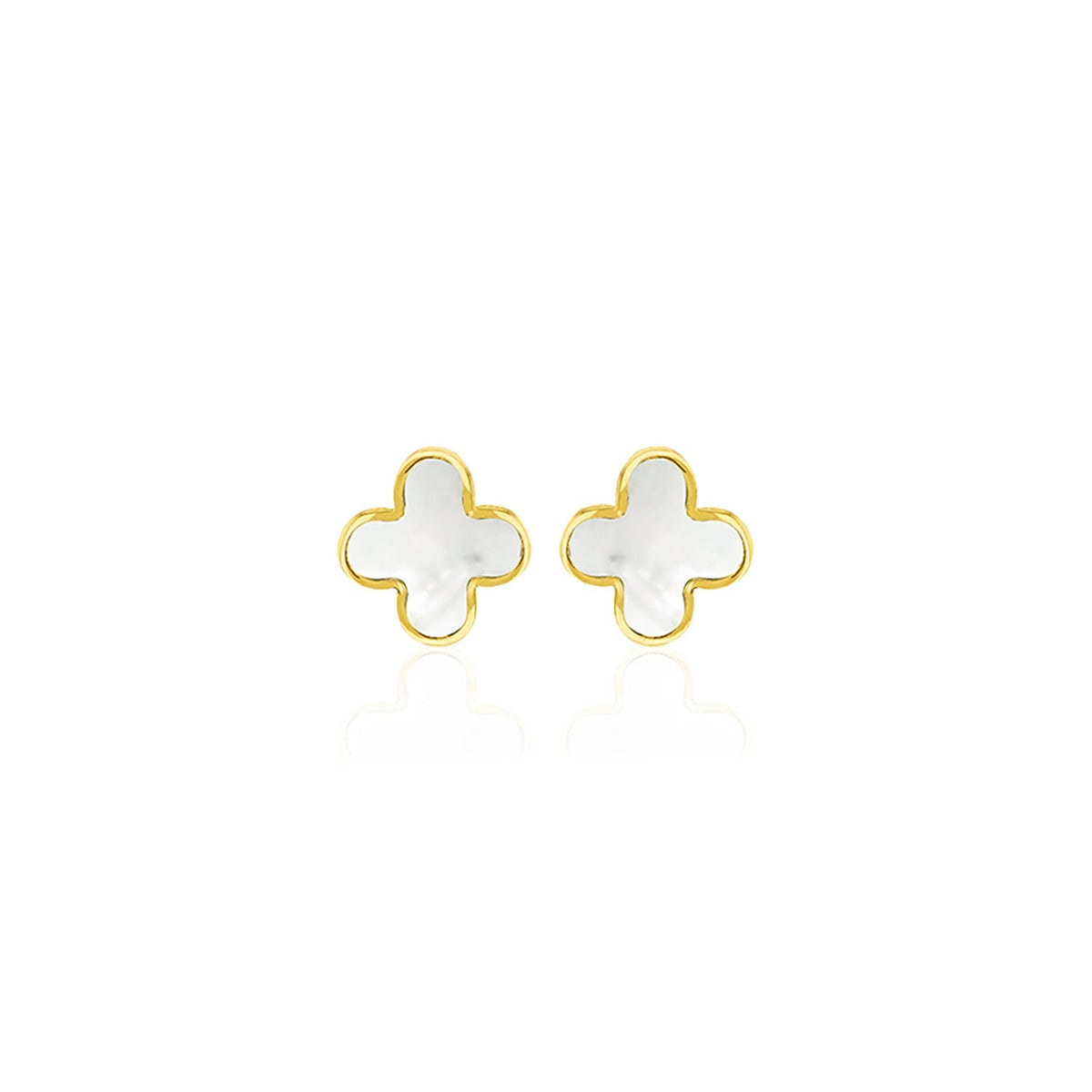 9K Yellow Gold Mother of Pearl Petal Stud Earrings