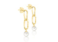 9K Yellow Gold Double Link Freshwater Pearl Drop Earrings