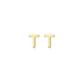 9K Yellow Gold Mini Initial 'T' Stud Earrings