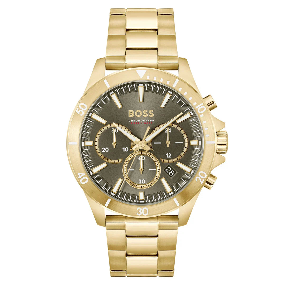 1514059/ Hugo Boss Gold Steel Olive Green Dial Chronograph Men's Watch