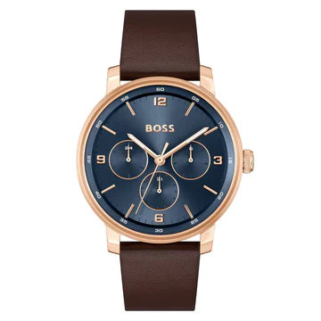 HB1514126 / Hugo Boss Brown Leather Blue Dial Multi-function Men's Watch