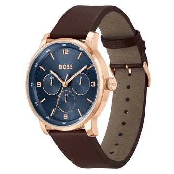 HB1514126 / Hugo Boss Brown Leather Blue Dial Multi-function Men's Watch