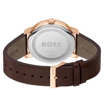 HB1514126 / Hugo Boss Brown Leather Blue Dial Multi-function Men's Watch