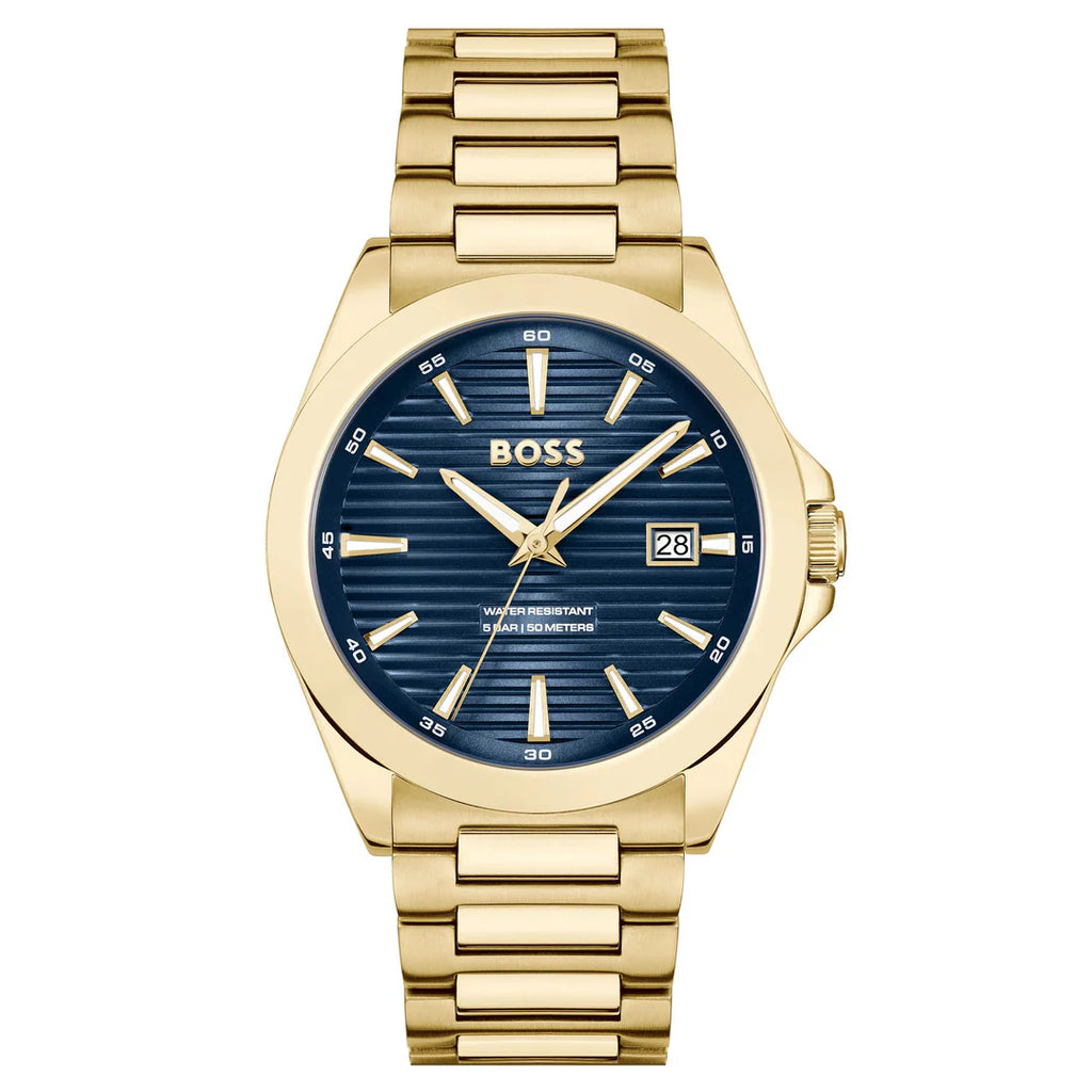 HB1514172/ Hugo Boss Gold Stainless Steel Blue Dial Men's Watch