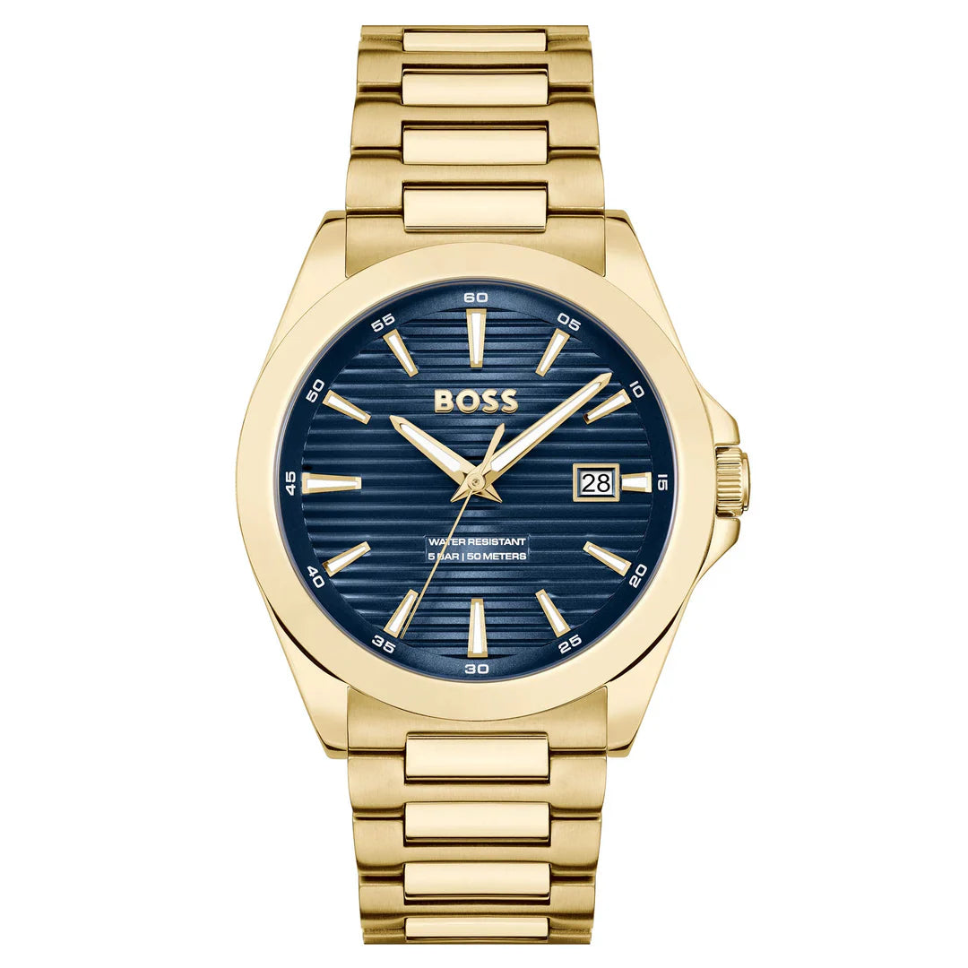 HB1514172/ Hugo Boss Gold Stainless Steel Blue Dial Men's Watch