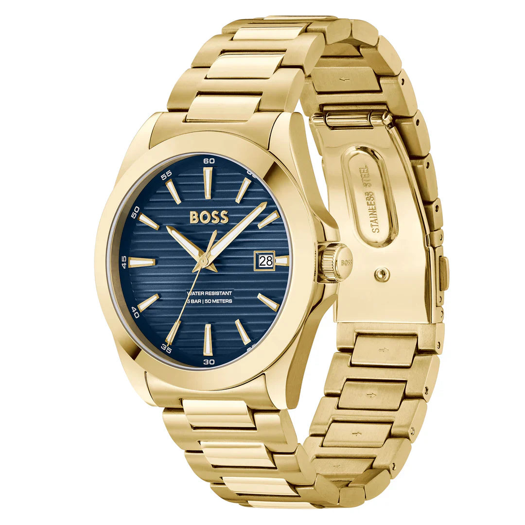 HB1514172/ Hugo Boss Gold Stainless Steel Blue Dial Men's Watch