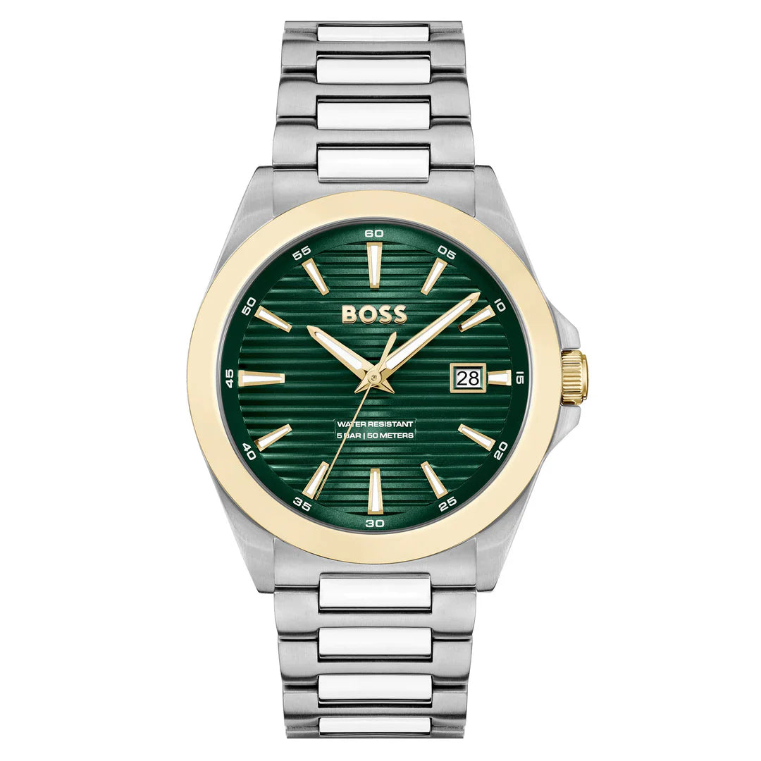 HB1514173/ Hugo Boss Stainless Steel Green & Gold Men's Watch