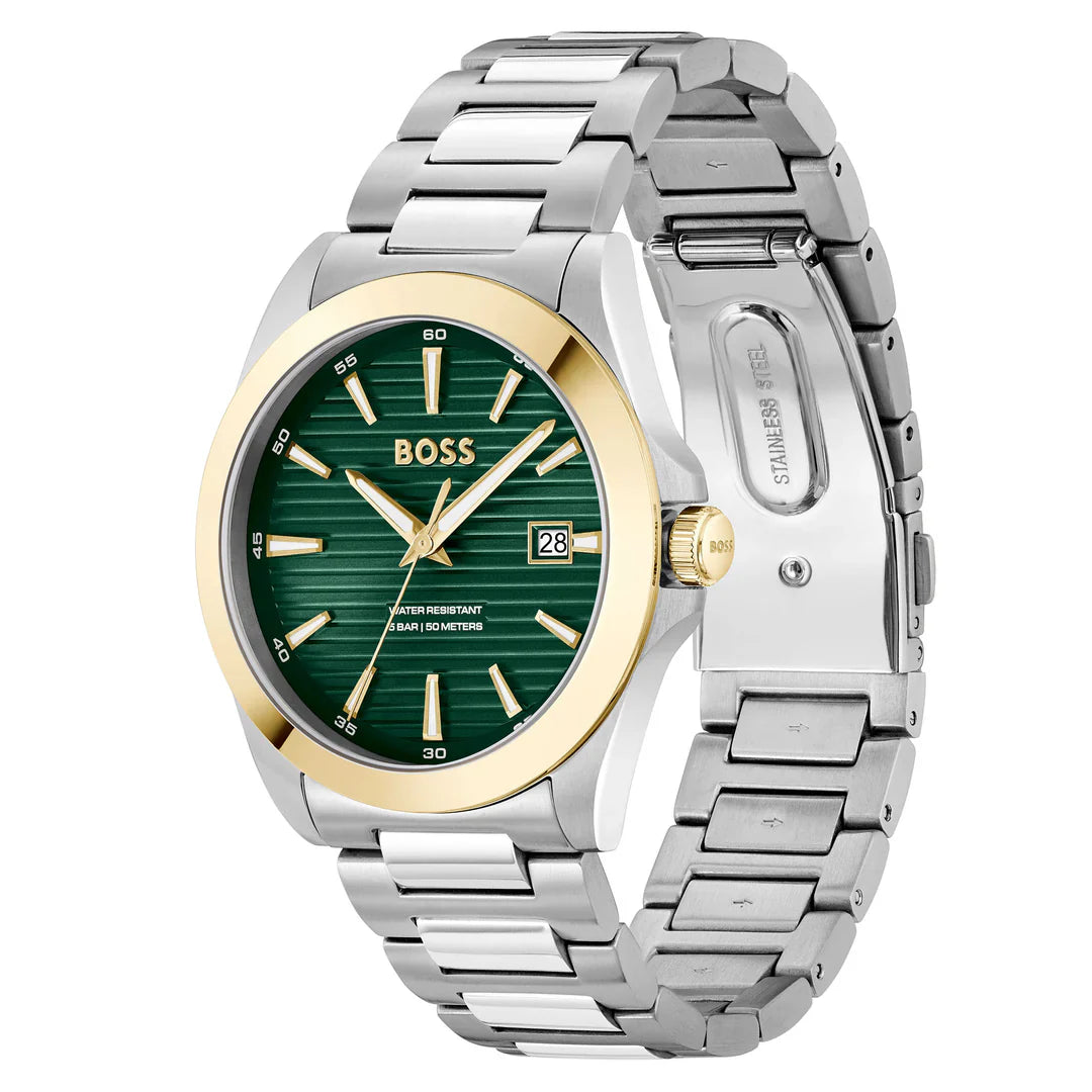 HB1514173/ Hugo Boss Stainless Steel Green & Gold Men's Watch