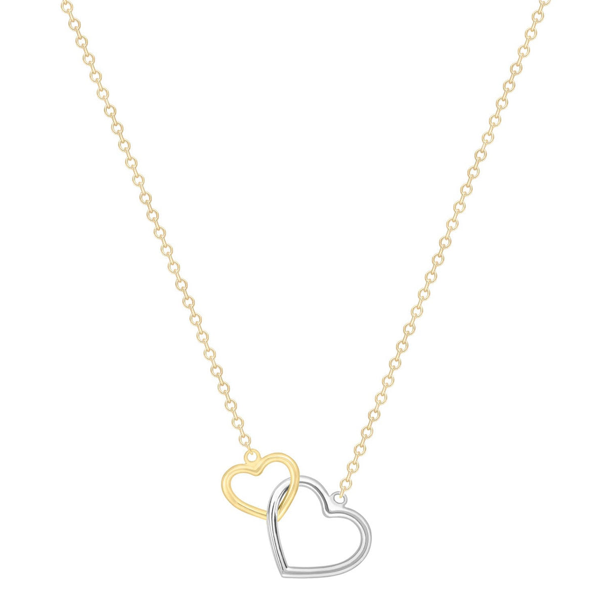 9K Yellow Gold Linked Heart Necklace 43-46cm